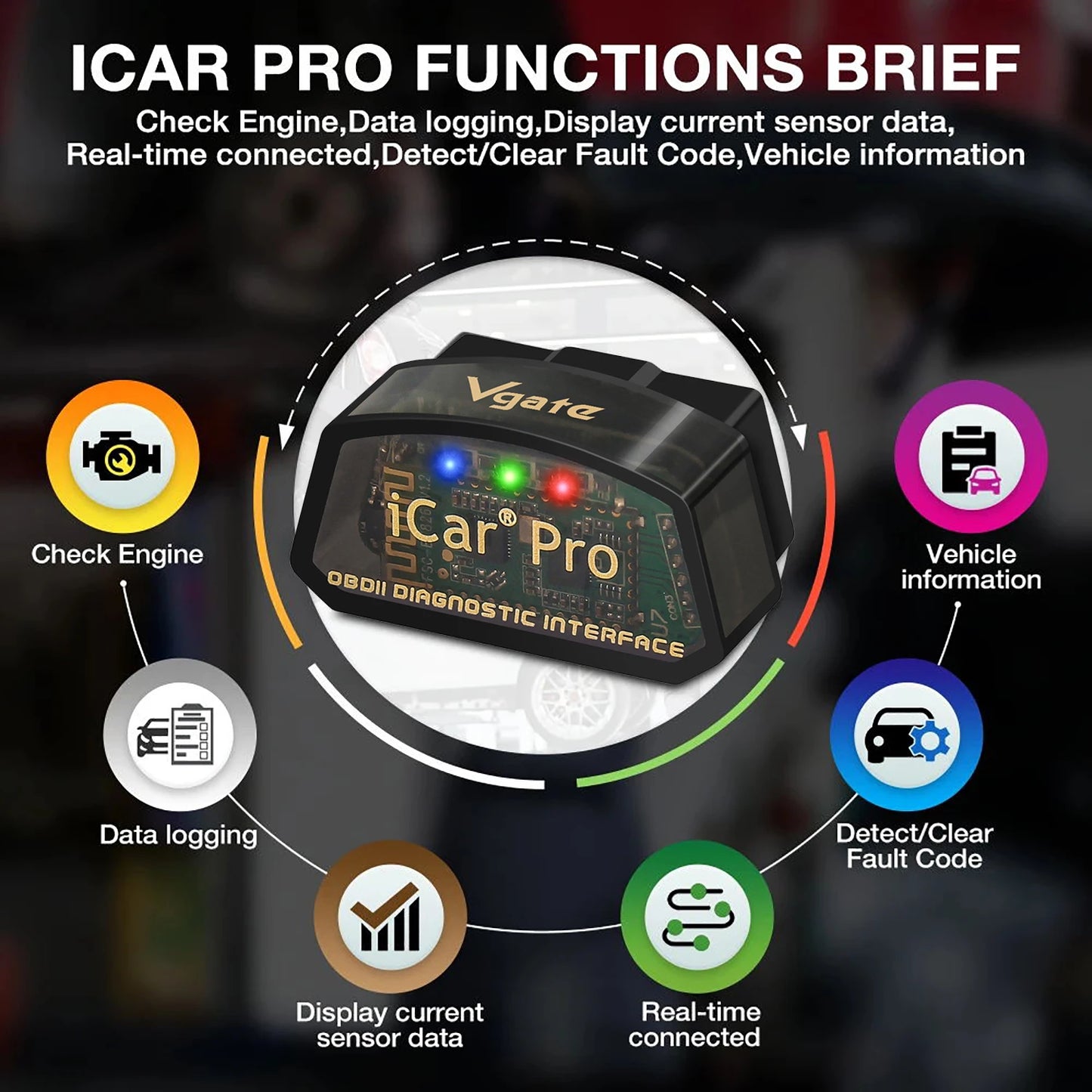 best Vgate iCar Pro elm327 V2.3 OBD2 Car diagnostic Tool BT Bluetooth 3.0 For Android ODB2 Car Scanner