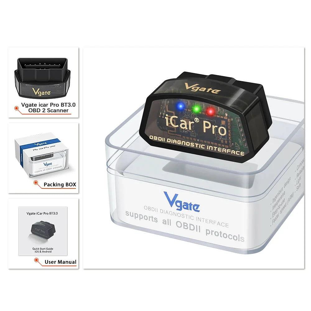 best Vgate iCar Pro elm327 V2.3 OBD2 Car diagnostic Tool BT Bluetooth 3.0 For Android ODB2 Car Scanner